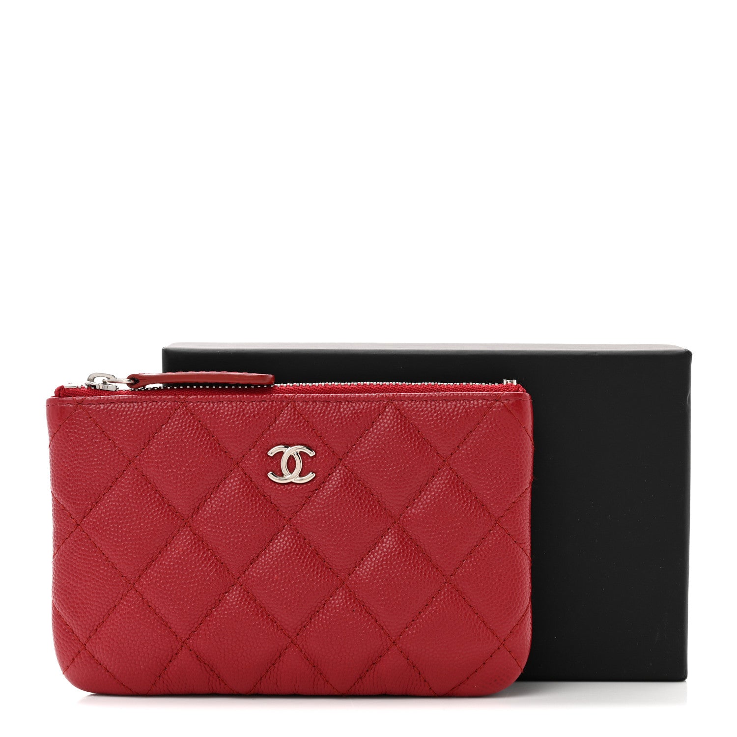 Chanel Caviar Quilted Small Cosmetic Case Red 8 of 8