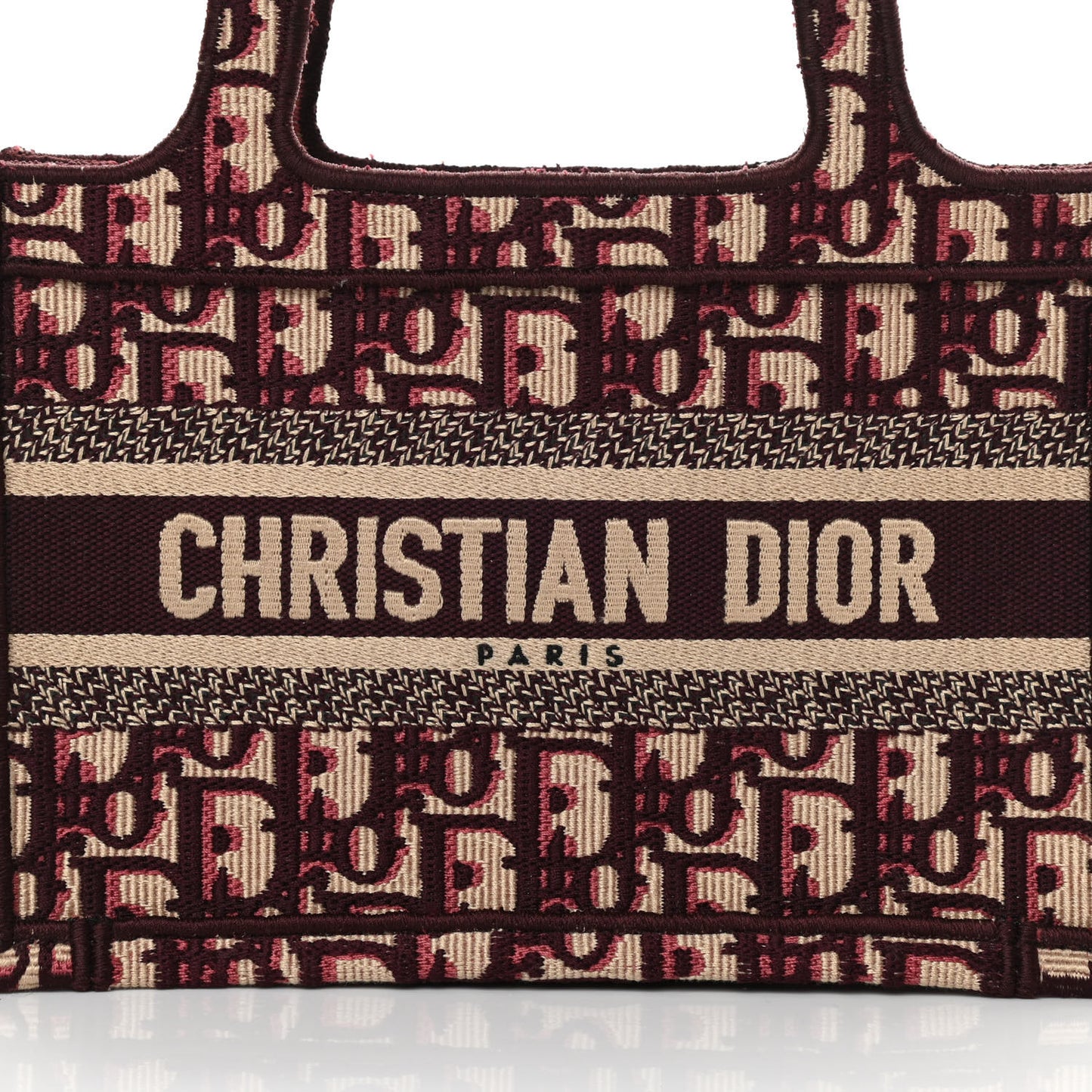 Oblique Mini Book Tote Burgundy Multicolor