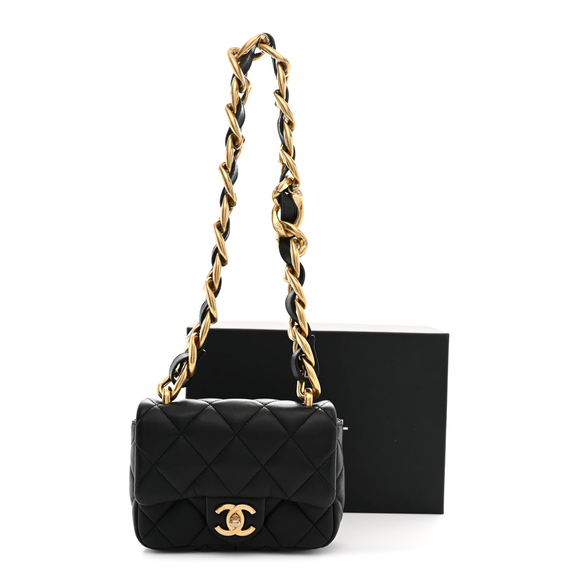 Lambskin Quilted Mini CC Funky Town Flap Black