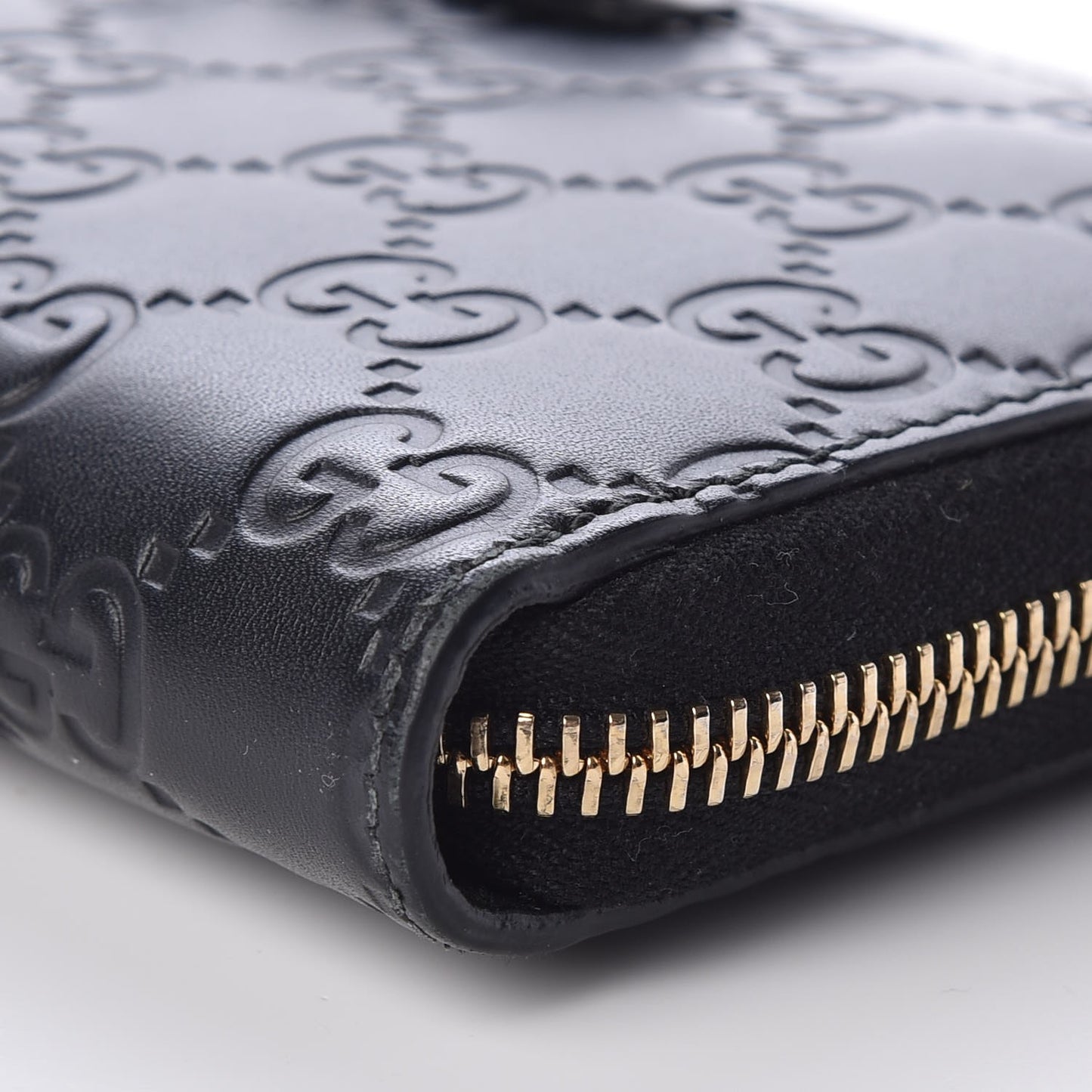 Guccissima Bow Zip Around Wallet Black