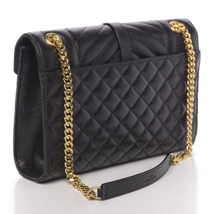Saint Laurent Grain De Poudre Textured Mixed Matelasse Triquilt Medium Monogram Satchel Black 3 of 9