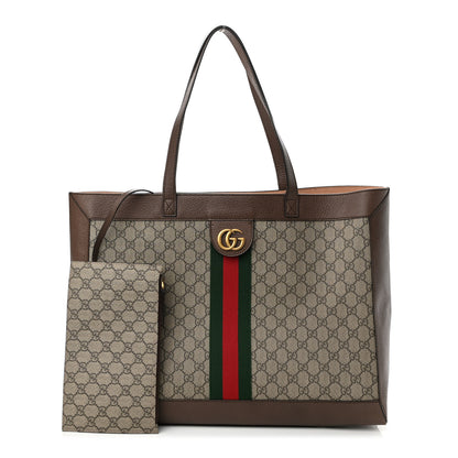 Gucci X DISNEY GG Supreme Monogram Web Three Little Pigs Large Ophidia Tote Beige New Acero 1 of 12