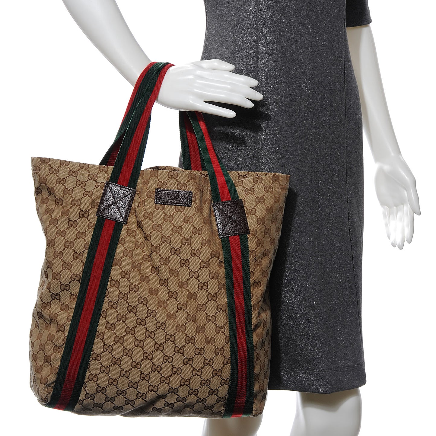 GG Monogram Medium Web Handle Vertical Tote Red