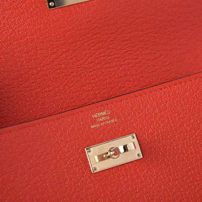 Hermes Chevre Mysore Kelly Longue Wallet Rouge Tomate 6 of 8