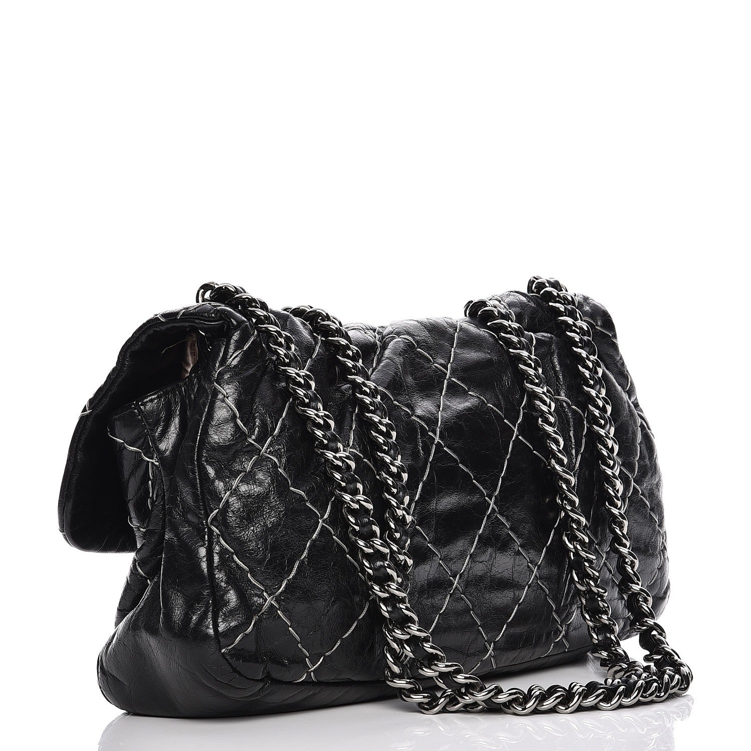Chanel Glazed Goatskin Double Stitch Flap Black 3 of 10