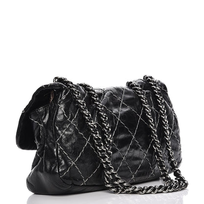 Chanel Glazed Goatskin Double Stitch Flap Black 3 of 10