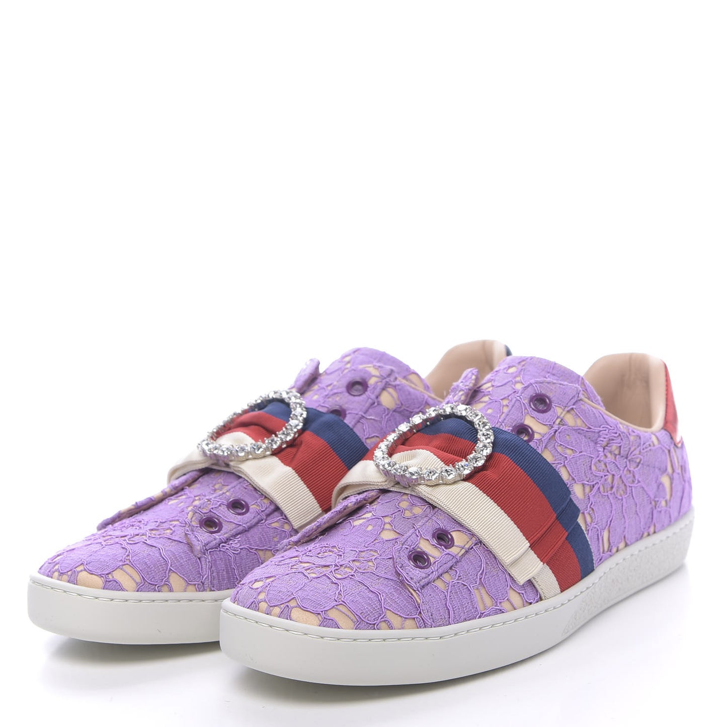 Lace Crystal Sylvie Web Flower Leaf Womens Ace Sneakers 37.5 Wisteria Perfect Pink