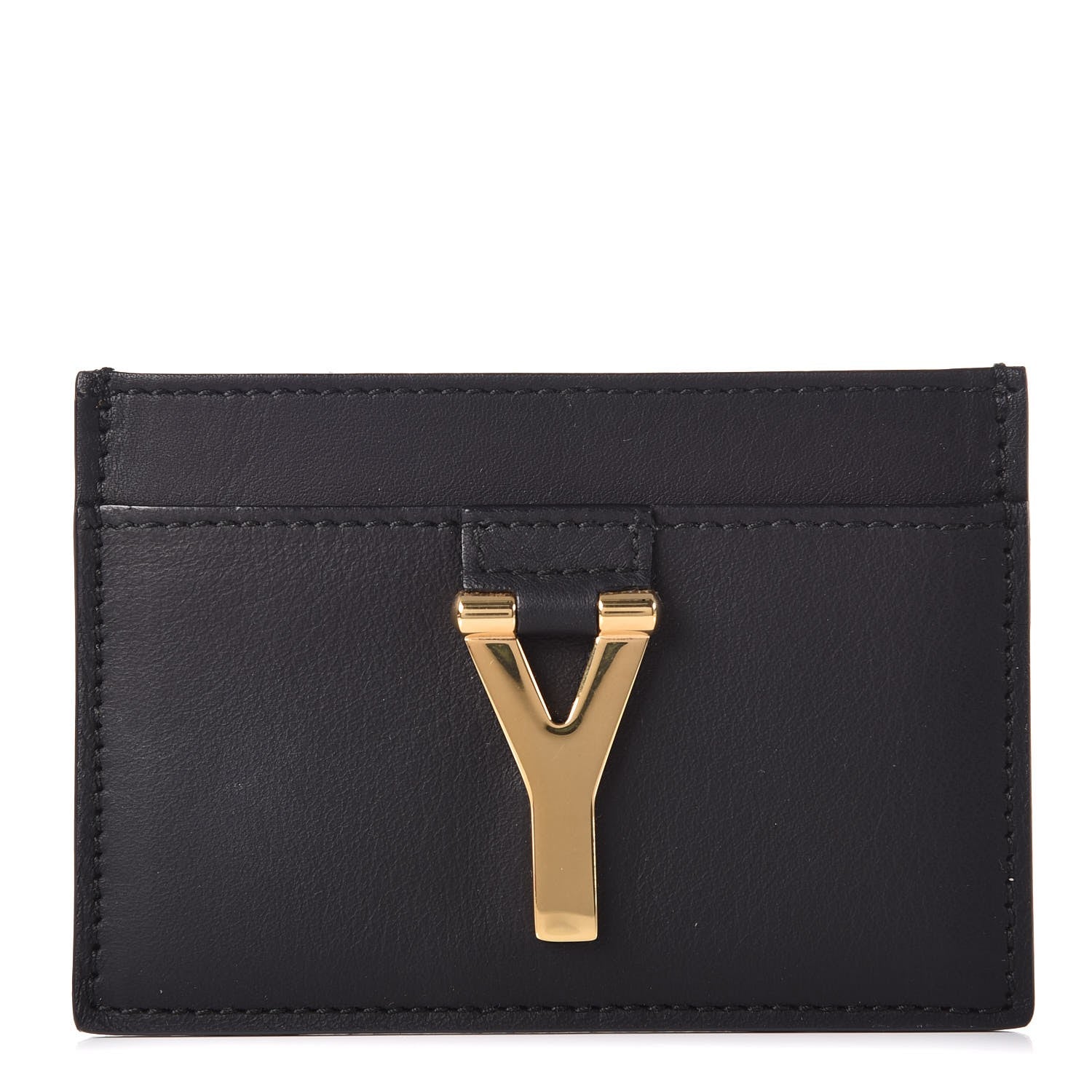 Saint Laurent Calfskin Classic Y Card Case Black 1 of 8