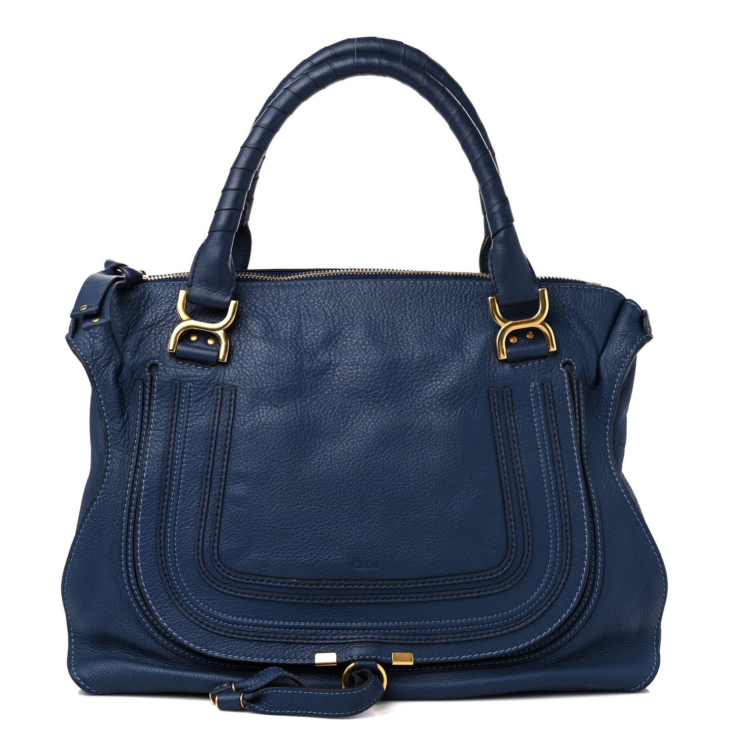 Calfskin Large Marcie Satchel Royal Navy