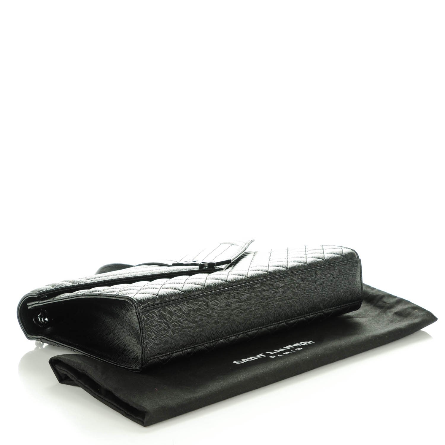 Saint Laurent Grain De Poudre Textured Mixed Matelasse Large Triquilt Monogram Monochrome Satchel Black 4 of 8