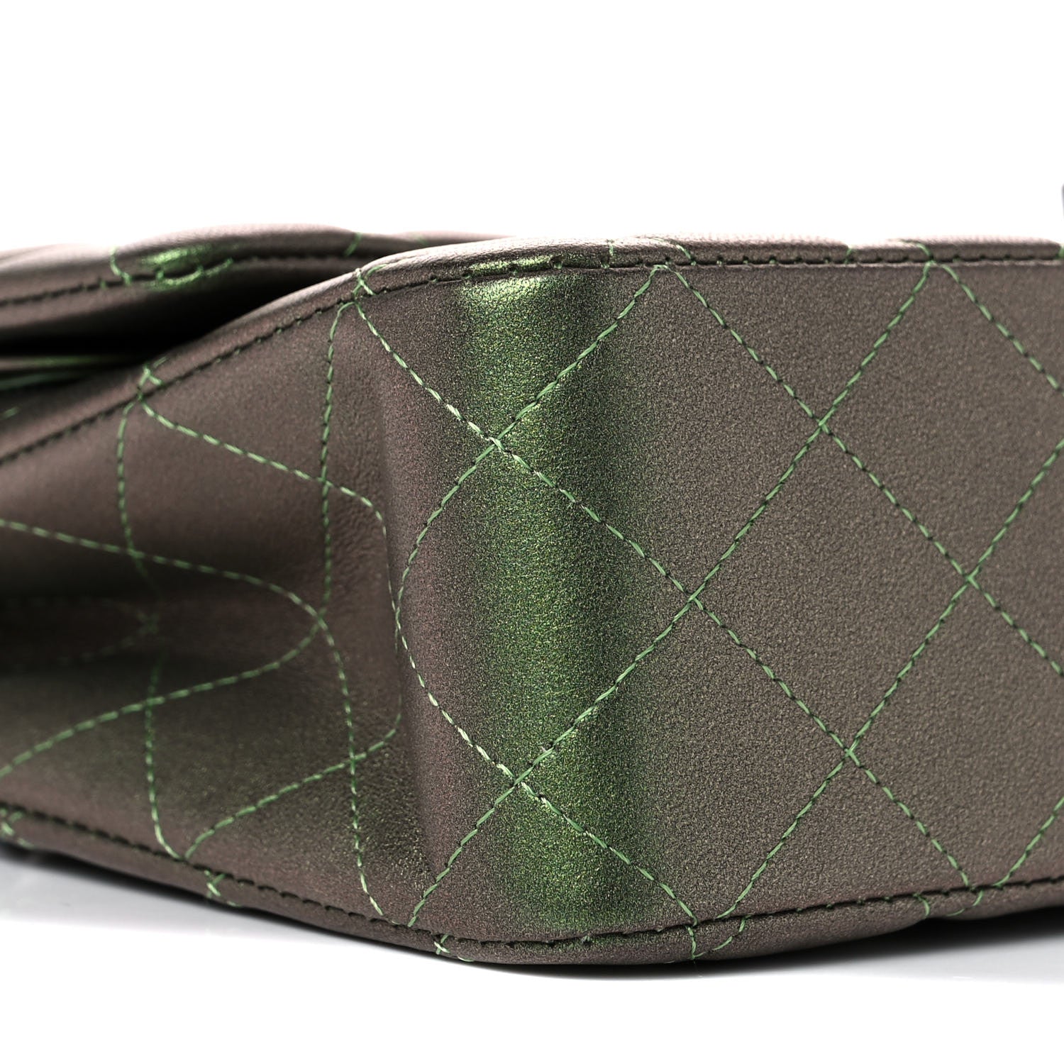 Chanel Iridescent Lambskin Quilted Medium Double Flap Green 7 of 11