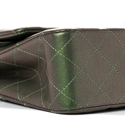 Chanel Iridescent Lambskin Quilted Medium Double Flap Green 7 of 11