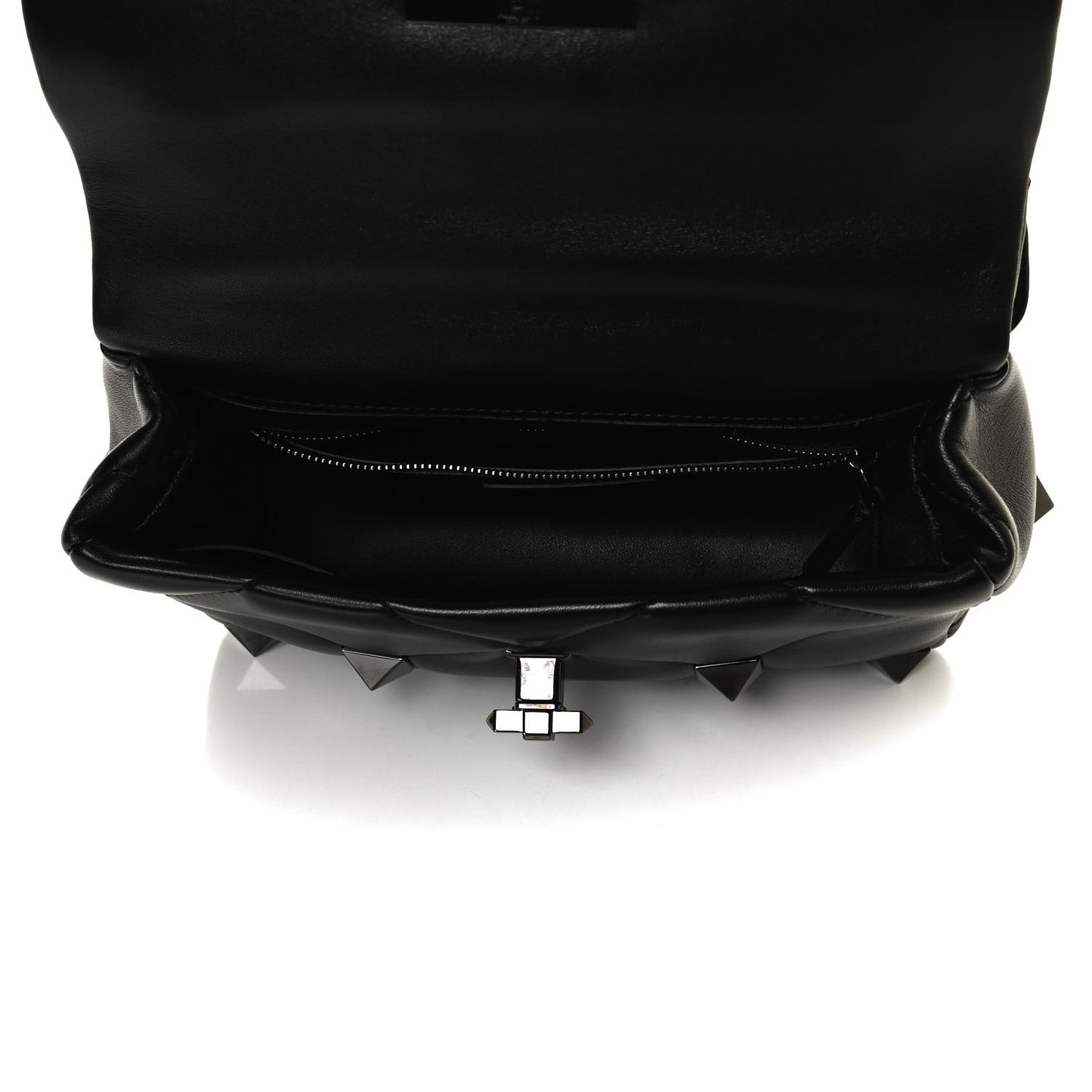 Nappa Monochrome Medium Roman Stud Shoulder Bag Black