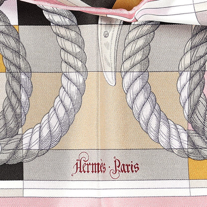 Hermes Silk Della Cavalleria Pocket Square Scarf Vieux Rose Beige 2 of 3