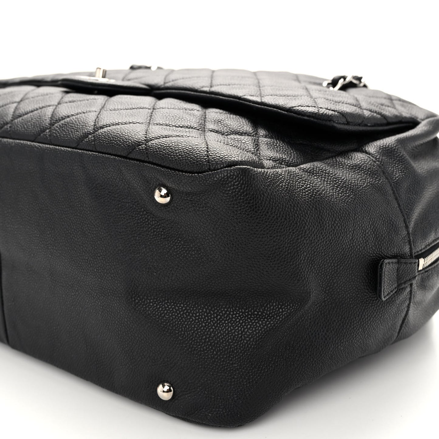 Caviar Quilted Large Travel Flap Tote Black Black