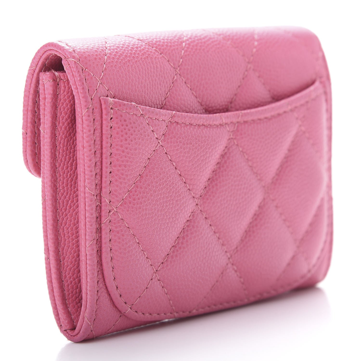 Chanel Caviar Quilted Flap Card Holder Wallet Pink 3 of 9