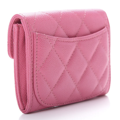 Chanel Caviar Quilted Flap Card Holder Wallet Pink 3 of 9