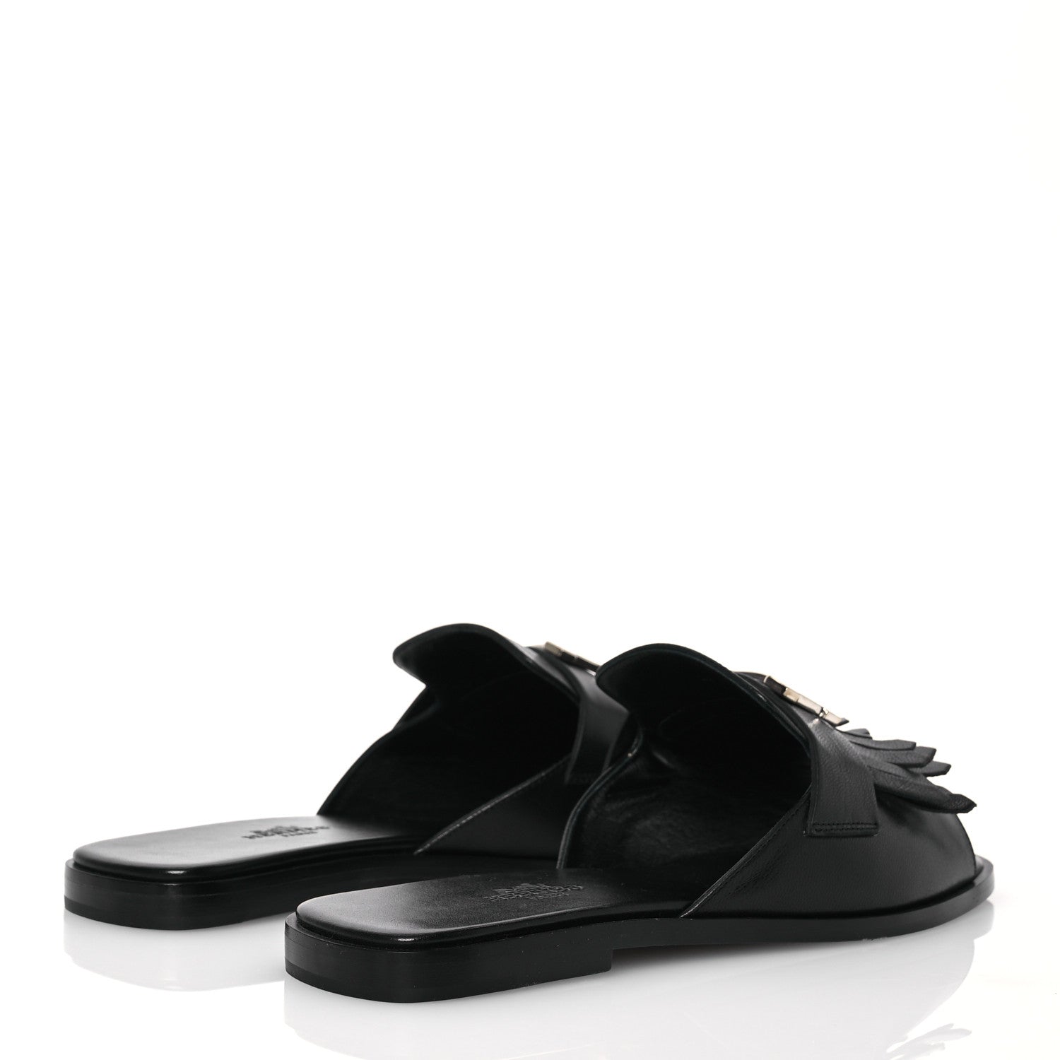 Hermes Goatskin Auteuil Sandals 37 Black 4 of 12