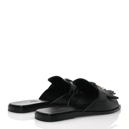 Hermes Goatskin Auteuil Sandals 37 Black 4 of 12