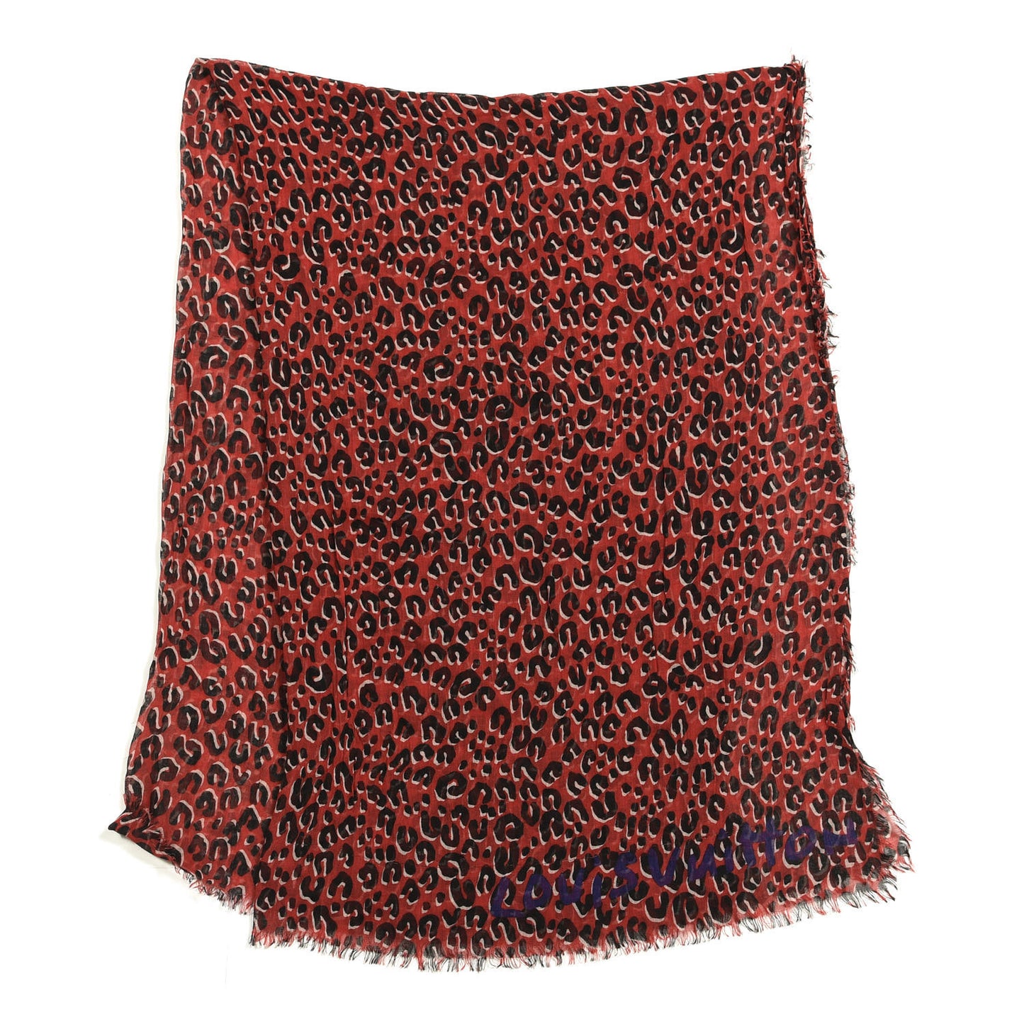 Cashmere Silk Sprouse Leopard Stole Scarf Marine