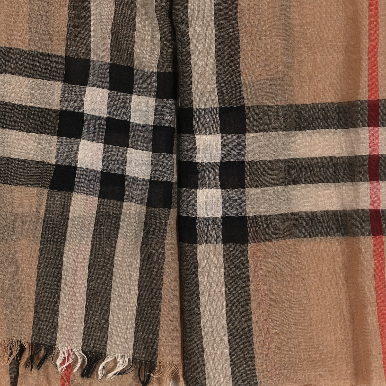 Burberry Wool Silk Gauze Giant Check Lightweight Scarf Camel 5 of 5