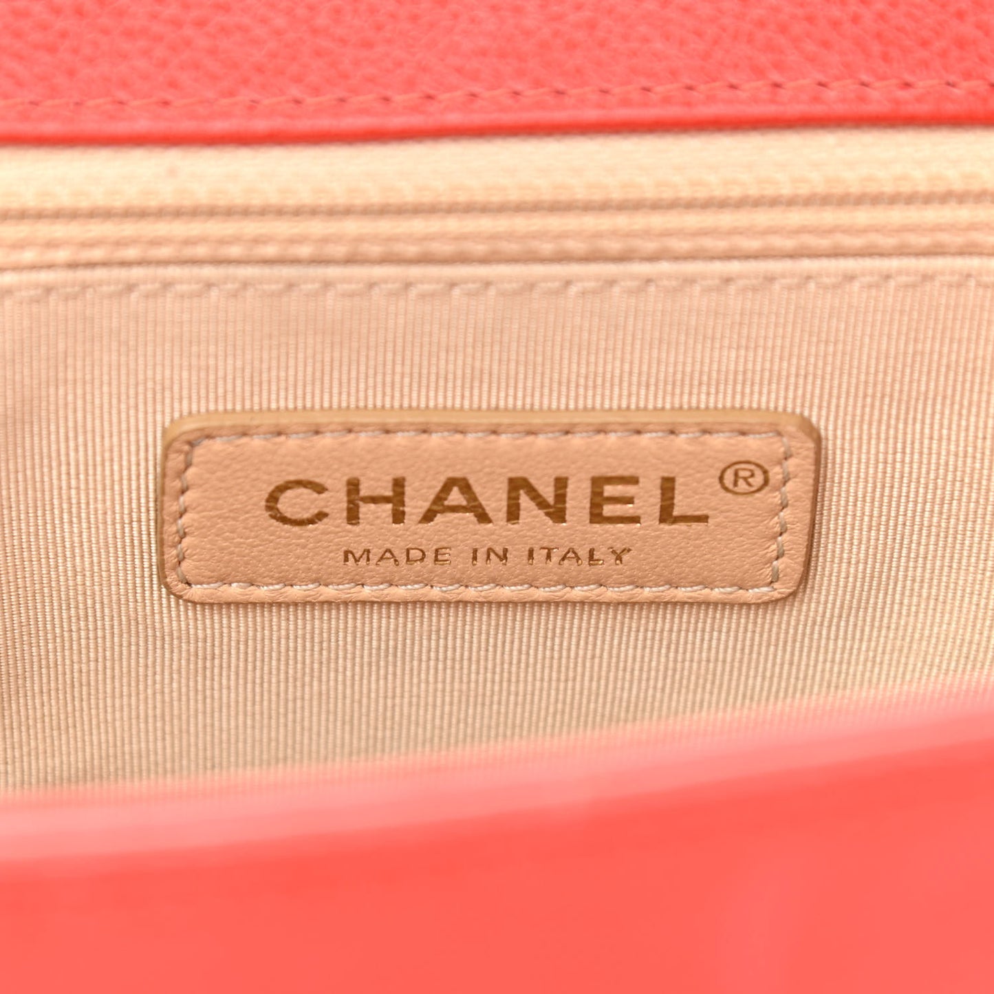 Grained Calfskin Quilted Large Label Click Flap Bag Red