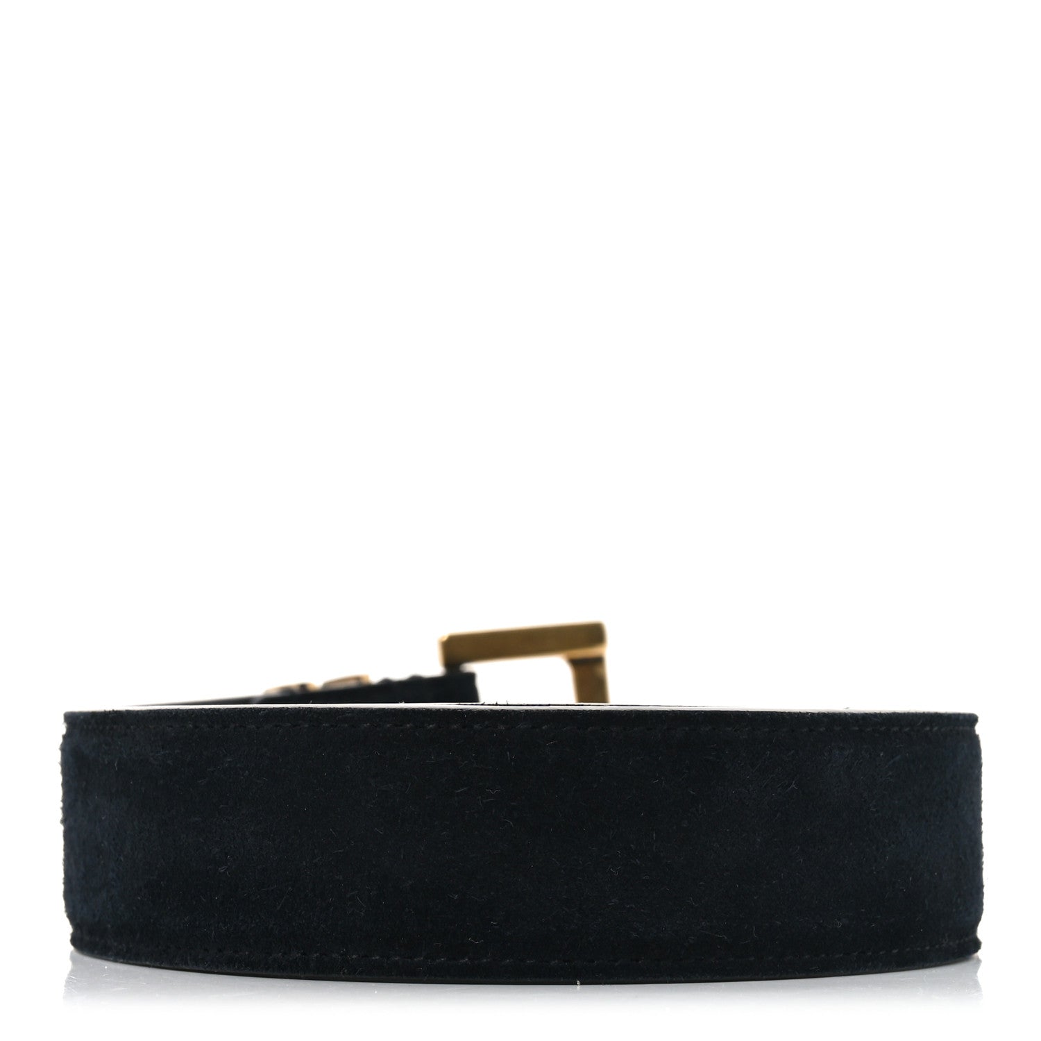 Saint Laurent Suede Calfskin Monogram Square Buckle Belt 80 32 Black 2 of 6