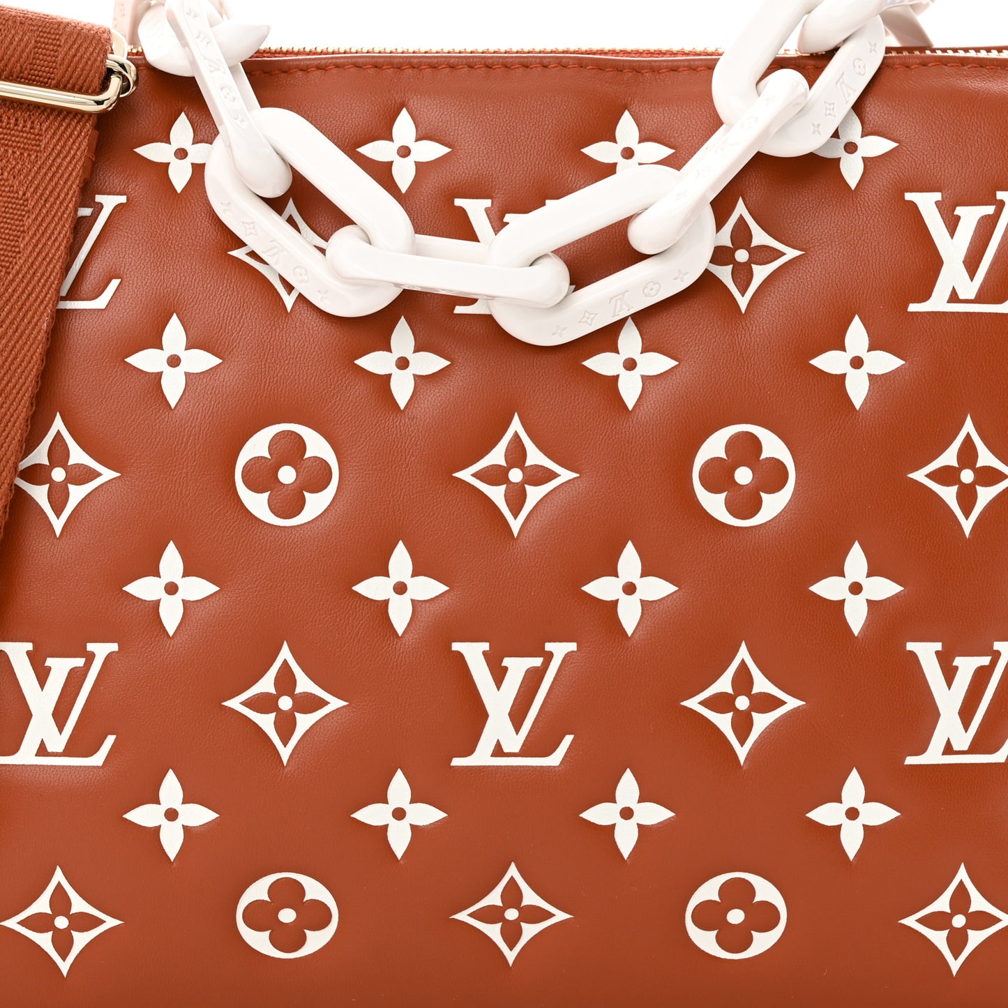 Lambskin Embossed Monogram Coussin PM Terracotta Brown