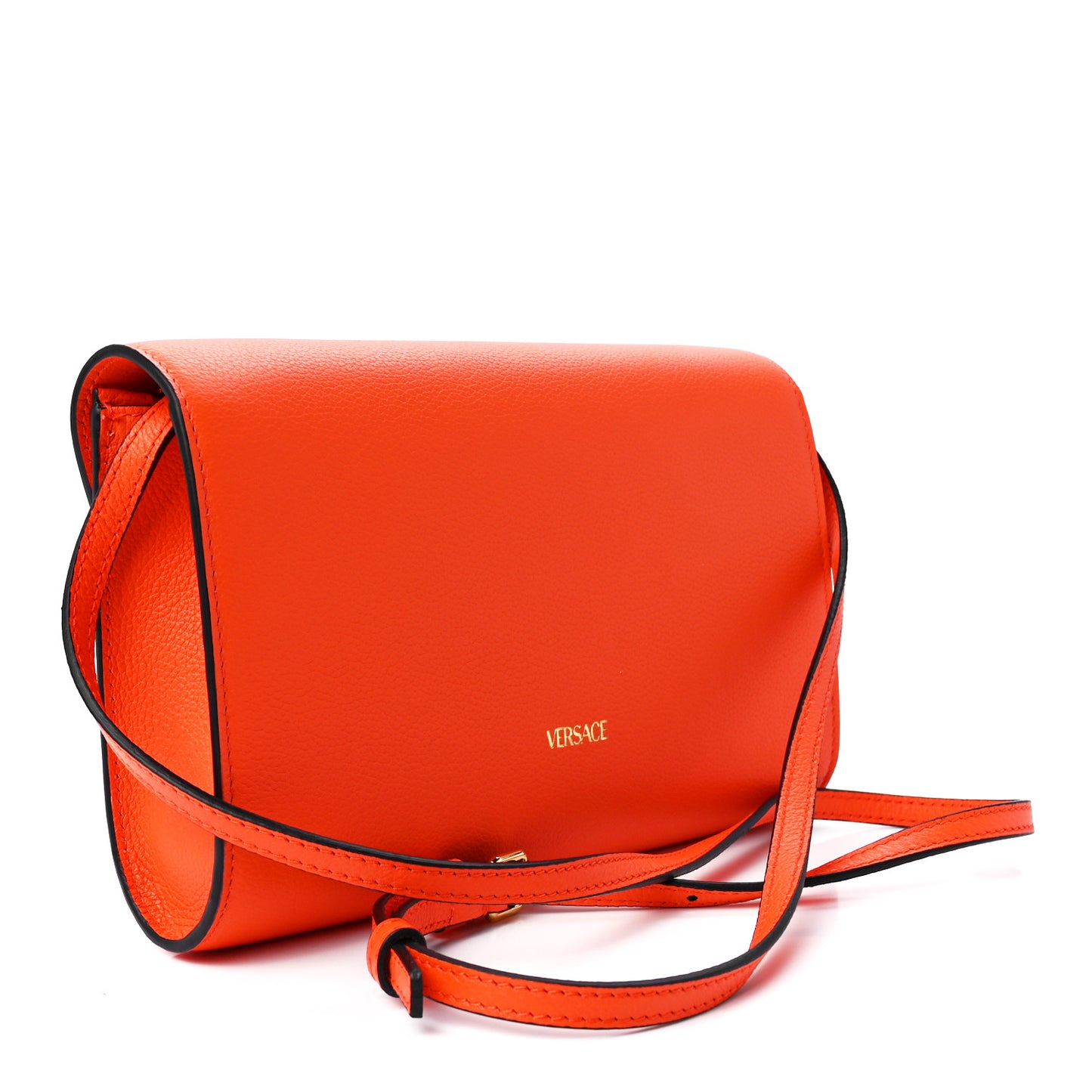 Grained Calfskin La Medusa Crossbody Bag Orange