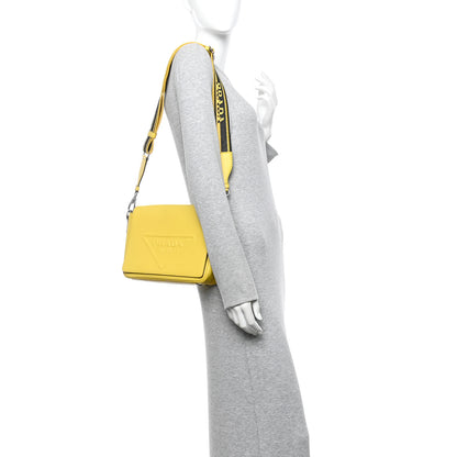 Prada Saffiano Cuir Triangle Logo Embossed Flap Crossbody Sole 2 of 11