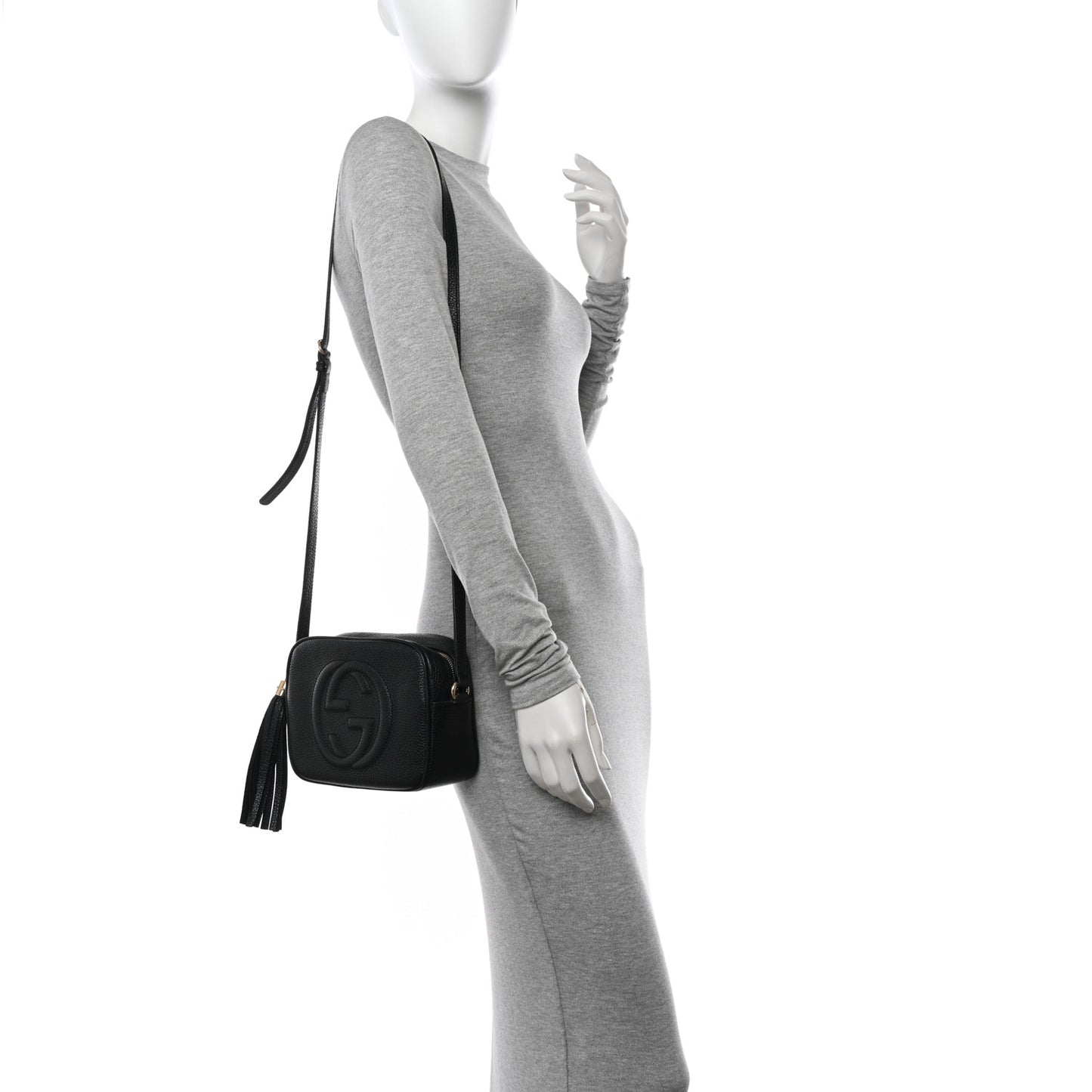 Pebbled Calfskin Small Soho Disco Bag Black