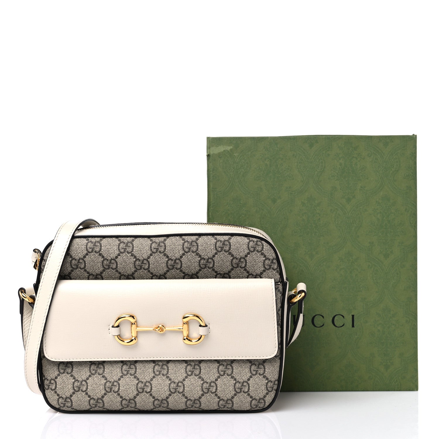Gucci GG Supreme Monogram Small Horsebit 1955 Shoulder Bag Beige Mystic White 11 of 11