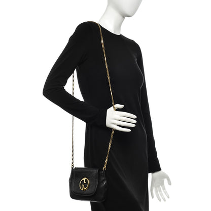 Gucci Pebbled Calfskin Small 1973 Chain Shoulder Bag Black 2 of 9