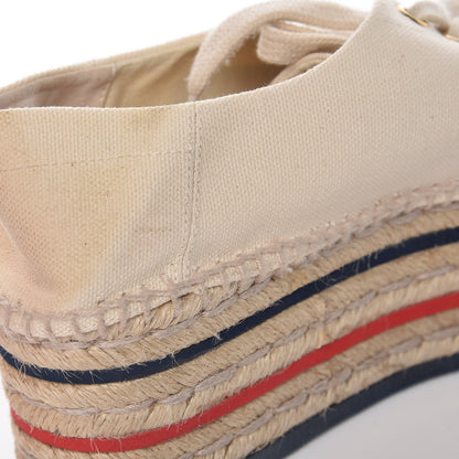 Gucci Canvas Logo Lace-Up Platform Espadrilles 35 Greggio Grege 16 of 18