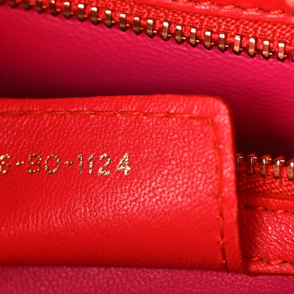 Christian Dior Lambskin Cannage Medium Bi-Color Lady Dior Orange Fuchsia 7 of 12