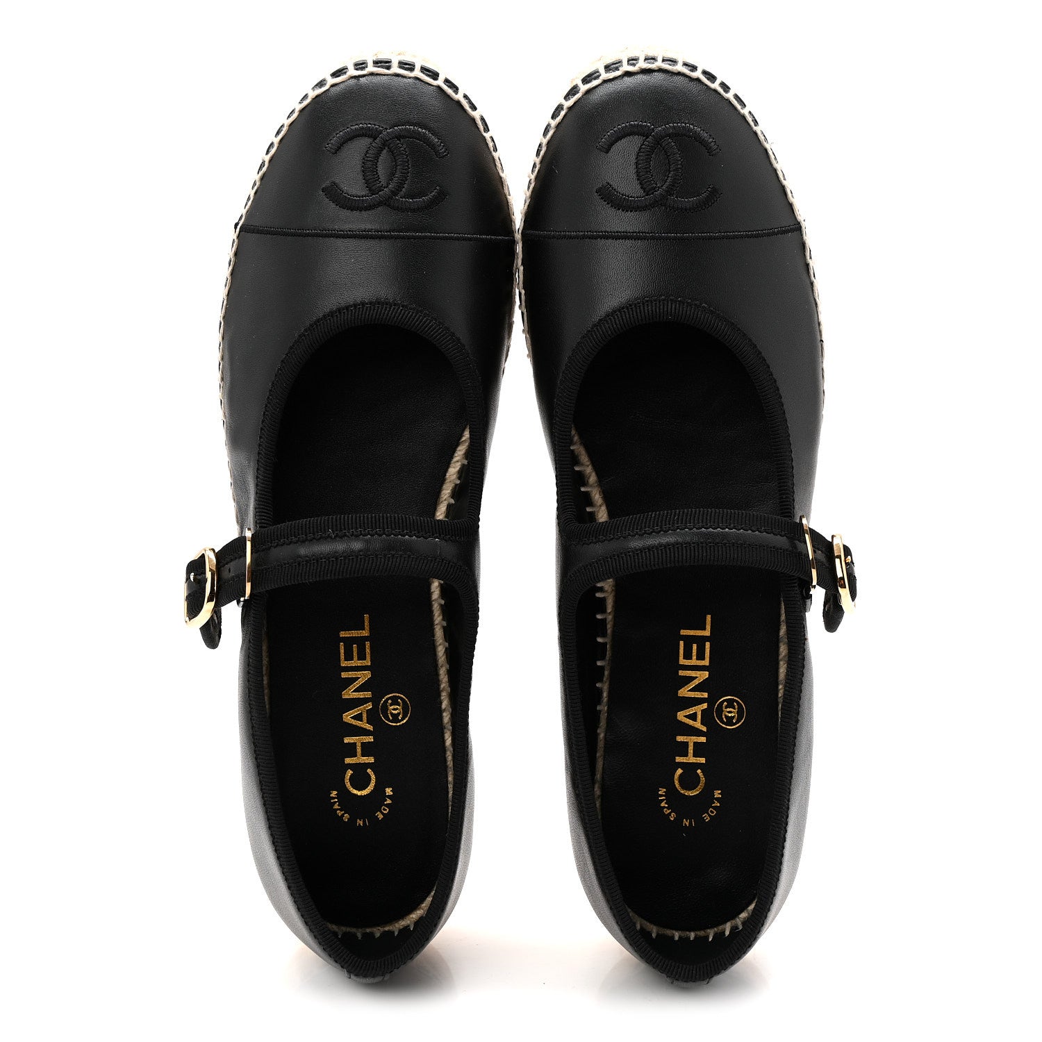 Chanel Lambskin Jute Mary Jane Flats 40 Black 5 of 10