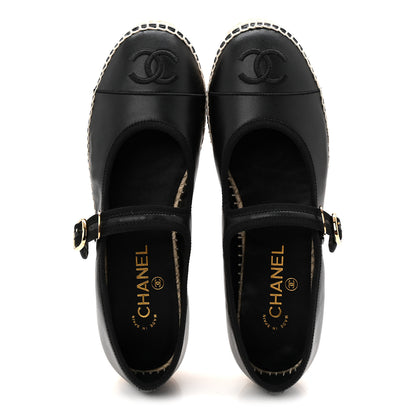 Chanel Lambskin Jute Mary Jane Flats 40 Black 5 of 10
