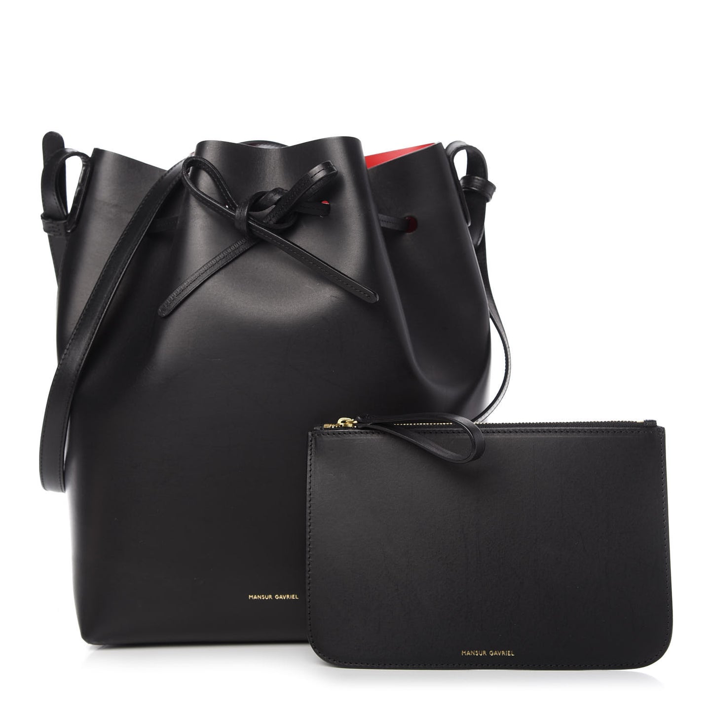 Vegetable Tanned Calfskin Bucket Bag Black Flamma