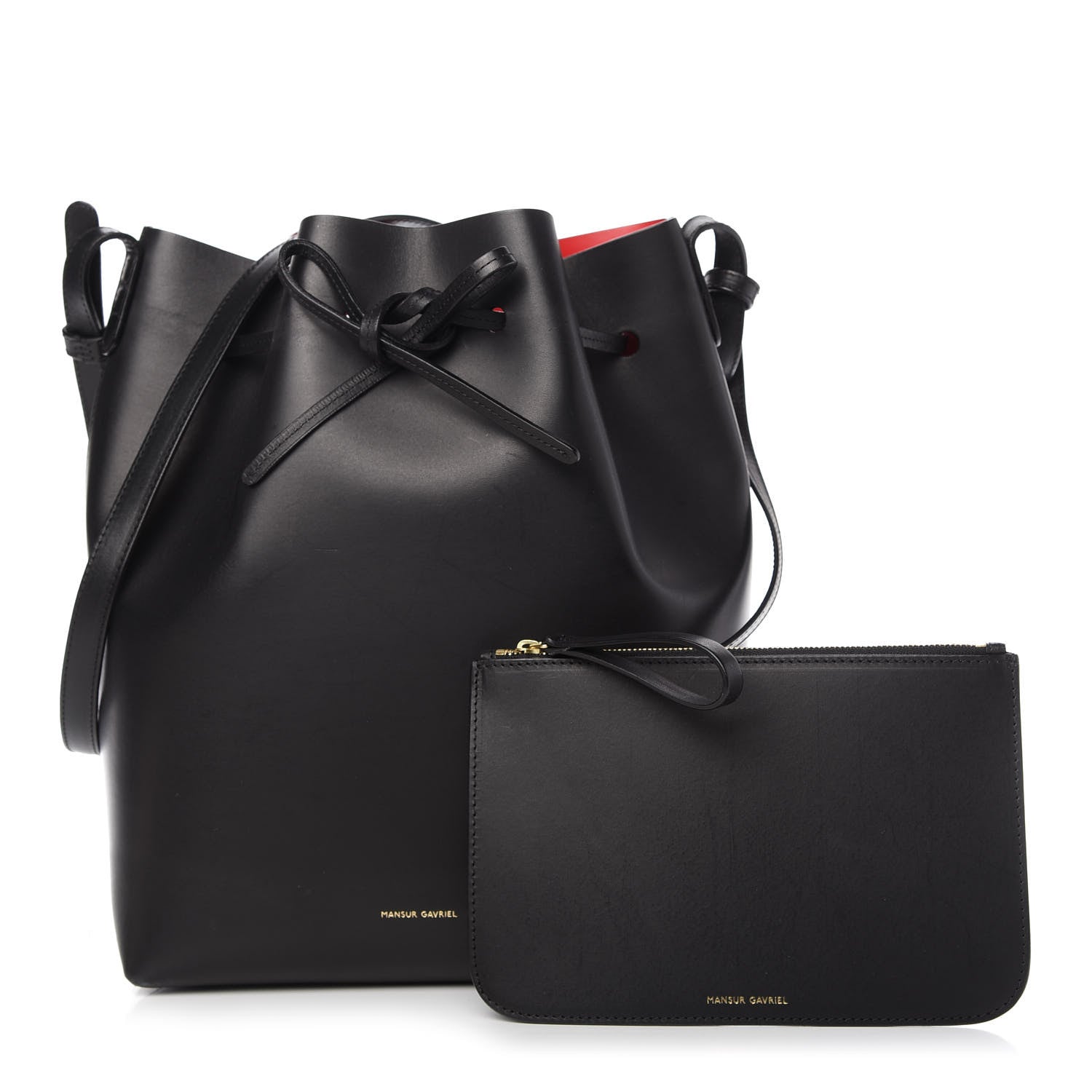Mansur Gavriel Vegetable Tanned Calfskin Bucket Bag Black Flamma 1 of 8