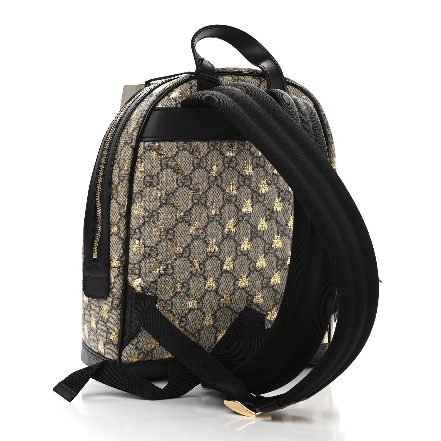 Gucci GG Supreme Monogram Bees Print Small Day Backpack Beige Oro Black 2 of 9