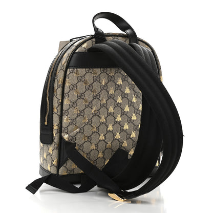 Gucci GG Supreme Monogram Bees Print Small Day Backpack Beige Oro Black 2 of 9