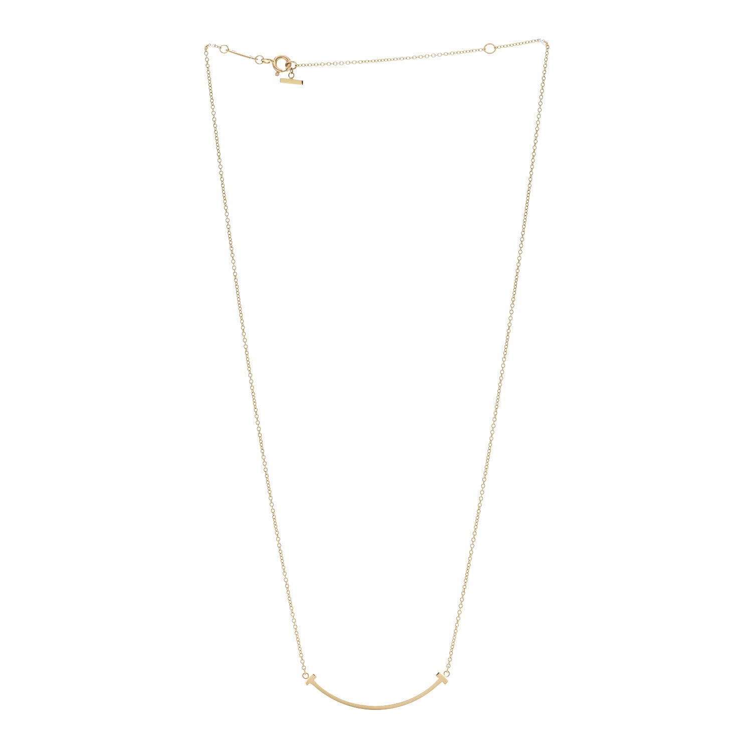 Tiffany 18K Yellow Gold Small T Smile Pendant Necklace 3 of 6