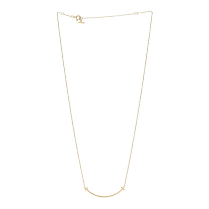 Tiffany 18K Yellow Gold Small T Smile Pendant Necklace 3 of 6