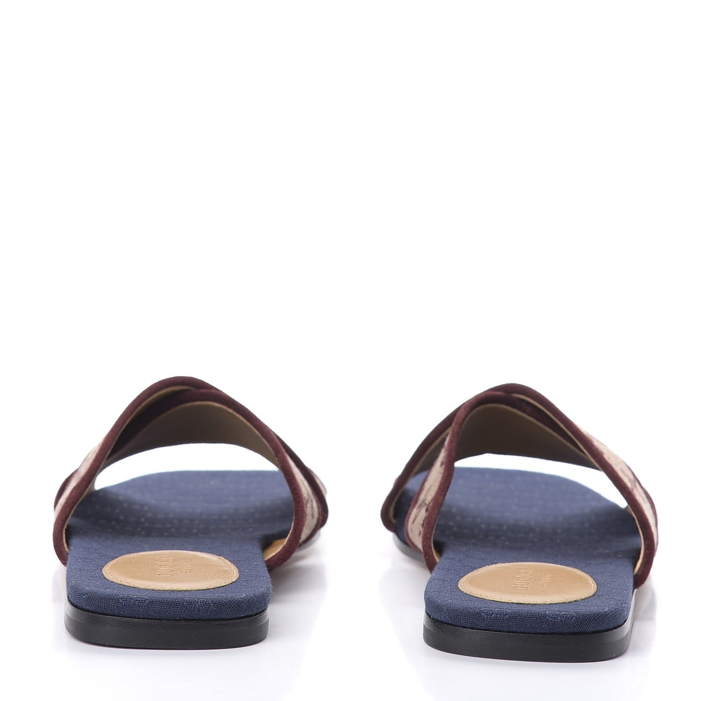 Canvas GG Monogram Womens Criss Cross Slide Sandals 37 Sahara Rubino Chardonnay