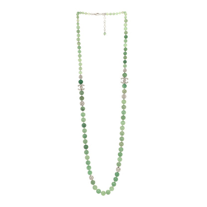 Chanel Beaded Crystal CC Long Necklace Silver 3 of 5