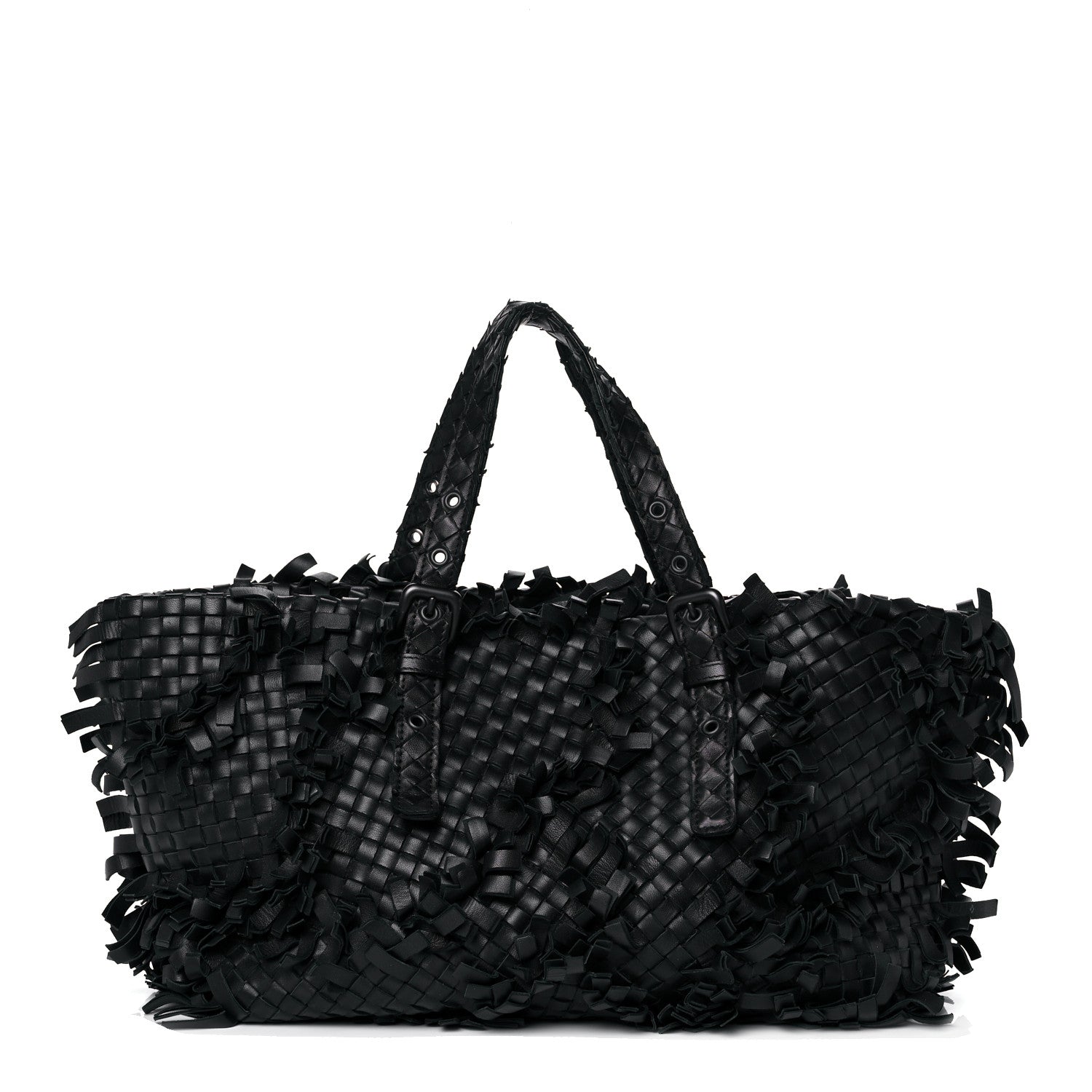 Bottega Veneta Nappa Intrecciato Patchwork Frayed Tote Black 1 of 9
