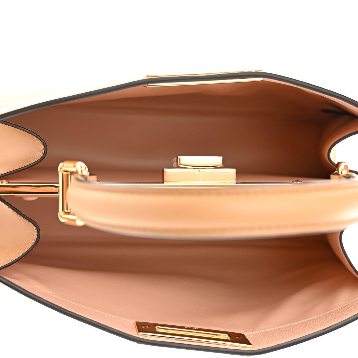 Vitello Seta Shiny Nappa Medium Peekaboo I SEE U Satchel Miele Scuro Light Rose