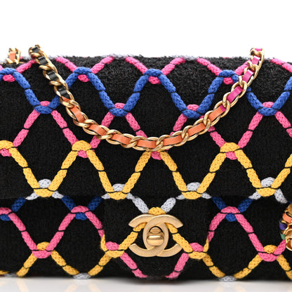 Chanel Tweed Diamond Threaded Mini Rectangular Pearl Crush Flap Black Multicolor 8 of 11