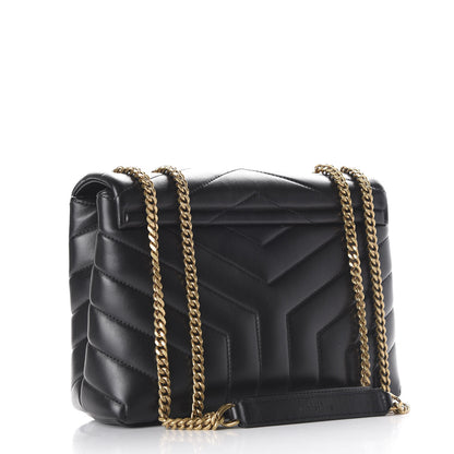 Saint Laurent Calfskin Y Quilted Monogram Small Loulou Chain Satchel Black 2 of 8