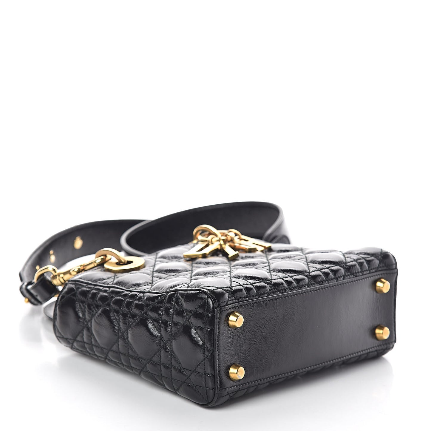 Crinkled Patent Cannage Small Lucky Badges My Lady Dior Black